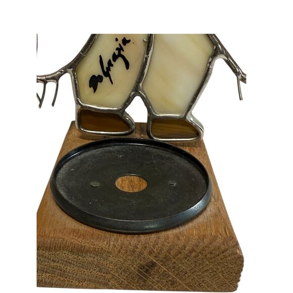 Vintage Ted De Grazia Native American Stained Glass Candle Holder Sun Catcher - Picture 4 of 8